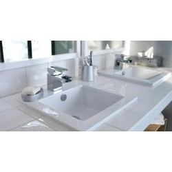 Inbouwwastafel, keramiek, 42 ​​x 42 cm, wit